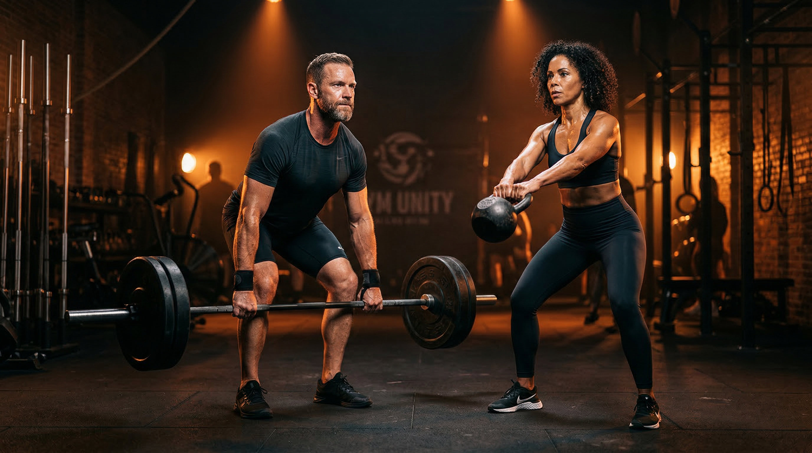 Adults training with purpose in a gym setting