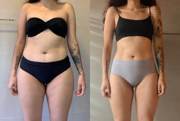 Before and after transformation, achieved lean physique